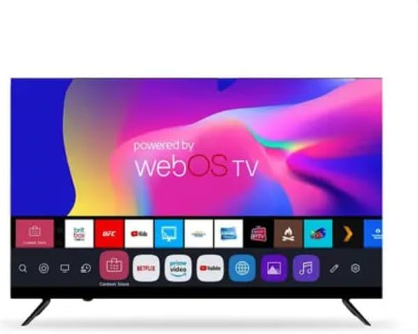 تلفزيون ذكي 55 بوصة بدقة 4K UHD ونظام تشغيل ويب او اس، تصميم بدون اطار من اوسكار، اسود