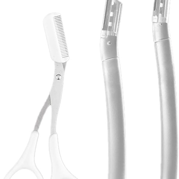 0TO1 TECH 3Pcs Eyebrow Trimmers, Eyebrow Knife Set Stainless Steel Eyebrows Shaper Facial Shaver Brow Shaper for Women & Men Leaves Shaped Design Curved Eyebrow Razor Hair Removal Accessories