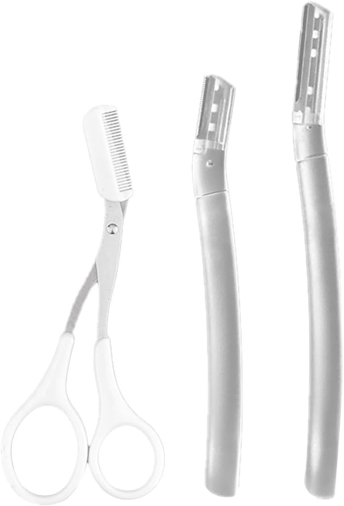 0TO1 TECH 3Pcs Eyebrow Trimmers, Eyebrow Knife Set Stainless Steel Eyebrows Shaper Facial Shaver Brow Shaper for Women & Men Leaves Shaped Design Curved Eyebrow Razor Hair Removal Accessories