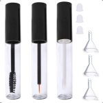 X spring Empty Mascara Tube, 3pcs 10ml Premium Eyelash Cream Container Bottle with Eyelash Wand, Eyeliner Tube and Lip Gloss Tubes with Mini Funnels and Leak Stoppers for Lip Gloss, Eyebrow Serum
