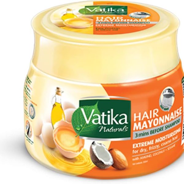 Vatika Naturals Extreme Moisturizing Hair Mayonnaise 500g | Hair Mask With Almond, Coconut & Sesame | Treats Dry & Dull Hairs