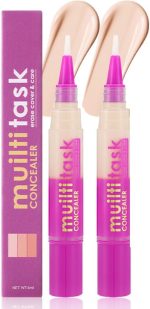 Excefore 2 Pack Full Coverage Concealer Stick, Waterproof Correcting Concealer Pen, Cream Foundation Eye Brightener, Anti Aging, Natural Matte Finish