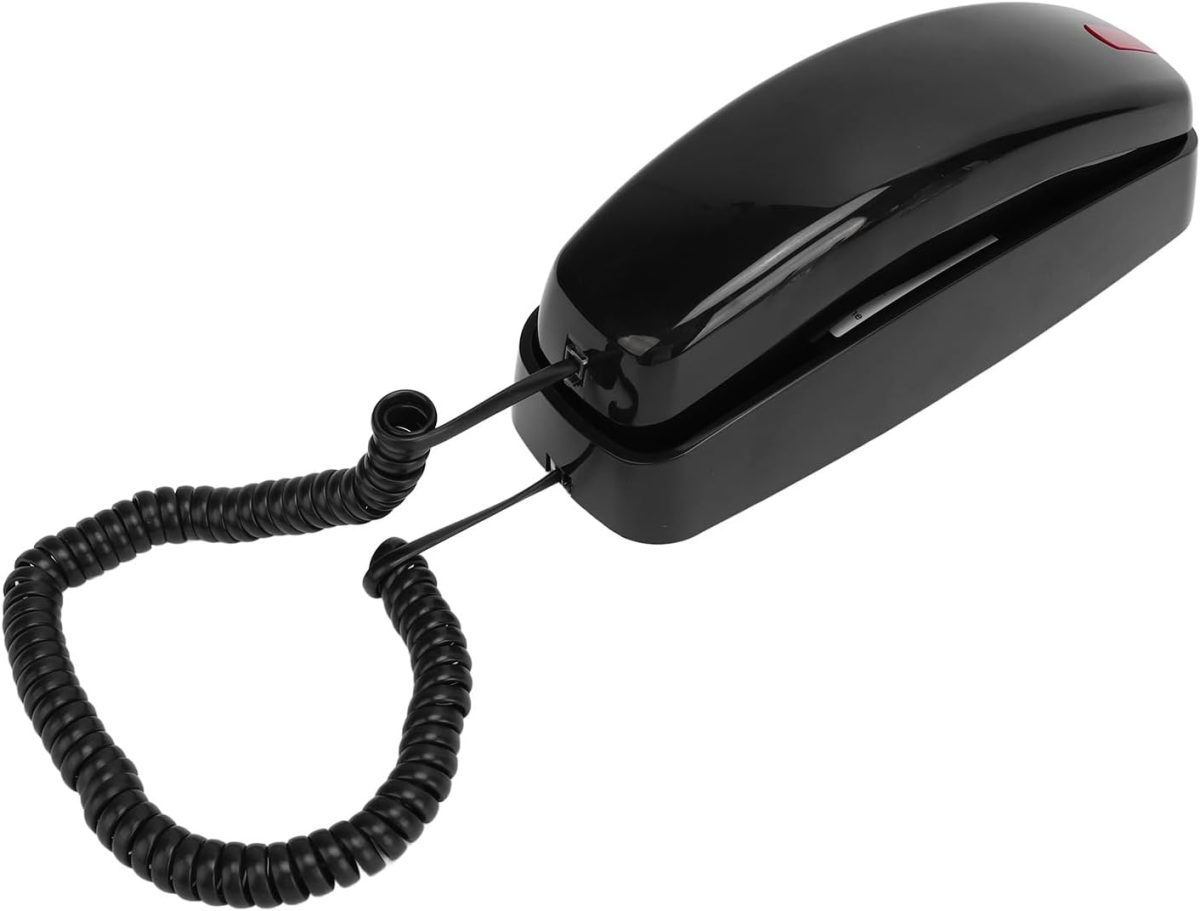 Landline Phone for Home, Corded Phone Wall Mountable Small Big Button Lightweight Senior Friendly for Hotel (Black)
