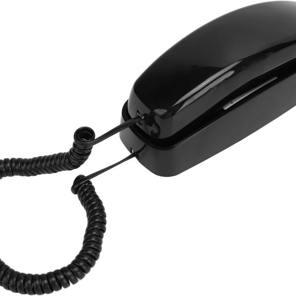 Landline Phone for Home, Corded Phone Wall Mountable Small Big Button Lightweight Senior Friendly for Hotel (Black)