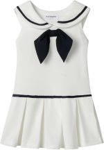 Mud Kingdom Little Girls Nautical Sailor Dress Summer Sleeveless Pleated School Uniform