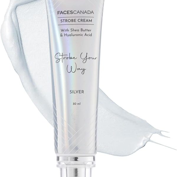 FACESCANADA Strobe Cream - Silver, 30Ml | Primer + Highlighter + Moisturizer | Shea Butter & Hyaluronic Acid | Intense Hydration | Flawless Radiant Dewy Skin | Illuminating & Glowing Makeup Base