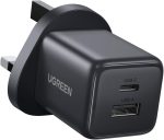 شاحن آيفون 15 برو ماكس 20 واط، شاحن آيفون سريع بمنفذين من النوع سي (1 منفذ USB C + 1 USB A)، 4 حماية أمنية، أصغر بنسبة 38% من الأصلي، محول USB نوع C لآيفون 15 برو وسامسونج وايباد من يوجرين