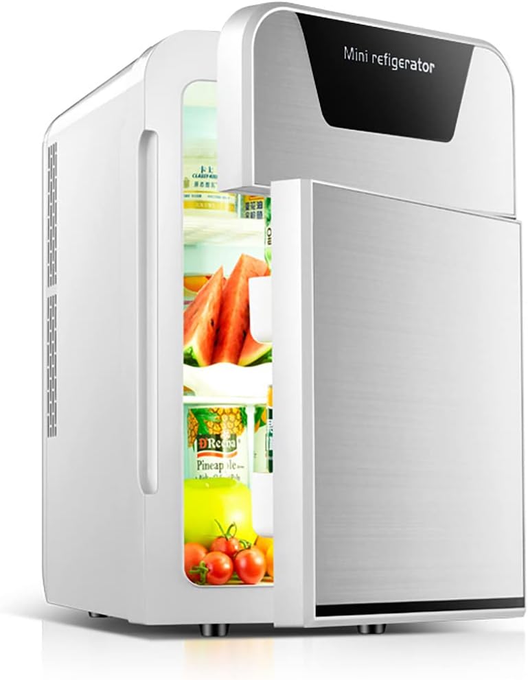 ALMEKAQUZ Mini Fridge for Bedroom - Car, Office Desk & College Dorm Room - 12v Portable Cooler & Warmer for Food, Drinks, Skincare, Beauty & Makeup - AC/DC Small Refrigerator (20l)
