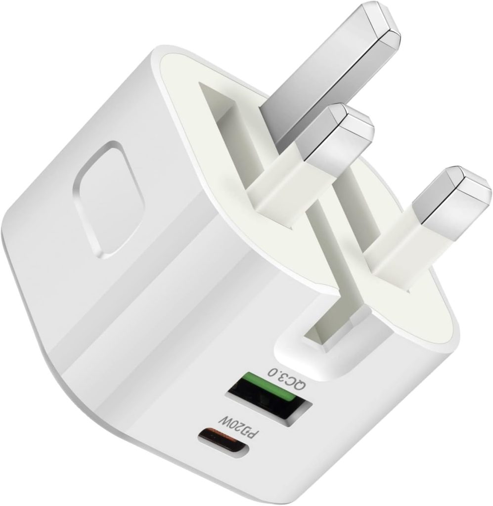 شاحن USB نوع C مقبس جداري سريع الشحن 20 واط من نيكومي بي دي وكيوسي 2 منفذ متوافق - ايفون 3.0 برو 13 12 ماكس 11 اكس اس ار ايباد جالكسي هواوي وغير ذلك ابيض
