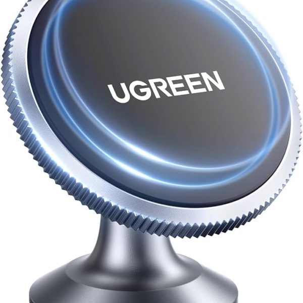 UGREEN Magnetic Car Phone Holder Car Mount, [360° Rotation Super Stable], One-hand Auto Lock, Mobile Holder Accessories, Fit for iPhone 16/15/14/13, Samsung S25/24/23/Z Flip, 2 Metal Plates included