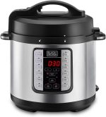 BLACK+DECKER EZ Smart Steam Pot, 1000W Multi-Cooker, 7-in-1 Programmable Electric Pressure Cooker, 6.0L Capacity, Digital LED Display, Overheating Protection, Delay Timer, Black/Silver, PCP1000-B5