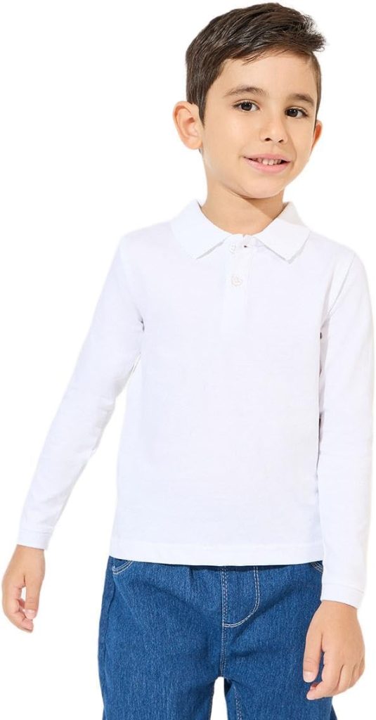 Styli Boys Basic Polo T-Shirt With Long Sleeves
