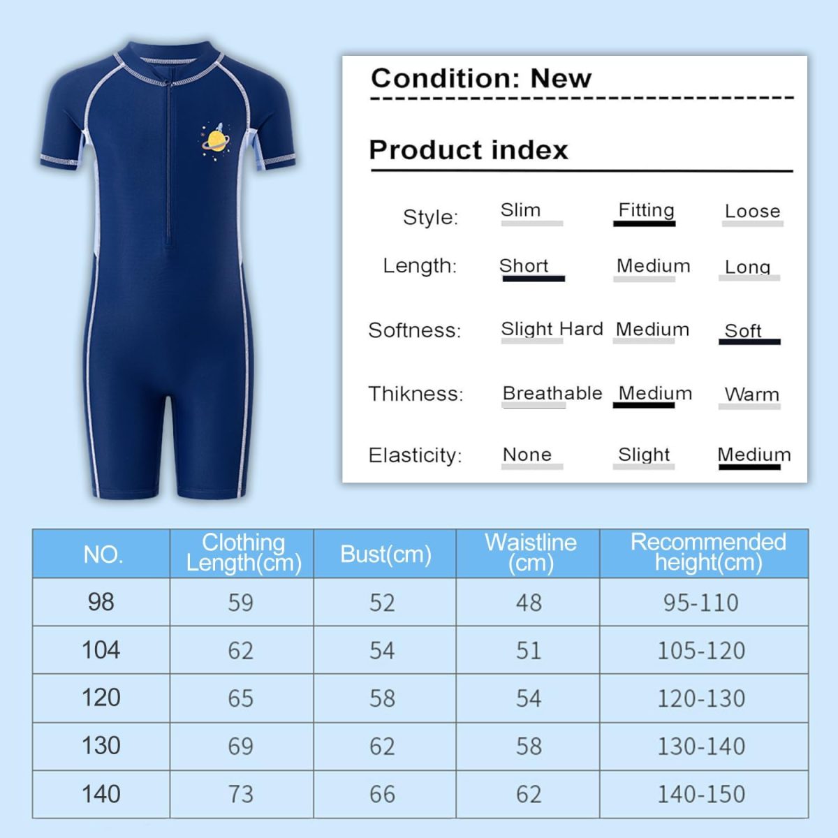 ⁦HI-FINE One Piece Swimwear, Swimsuit with Zipper for Kids, Swimming Costume Suit Surfing Swimming Age 3-14 Years⁩ - الصورة ⁦3⁩