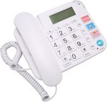 Corded Landline, Big Button Phone Volume Adjustment LCD Display Plug and Play Noise Reduction with Speaker for Elderly