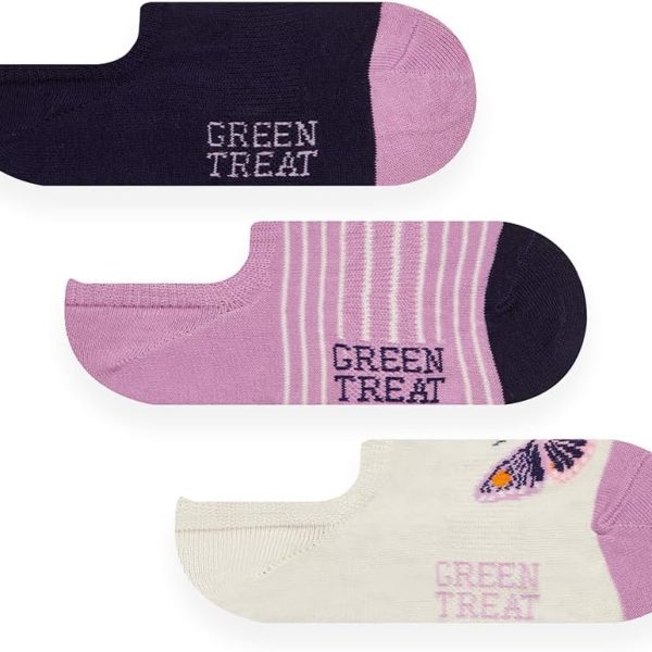 GREEN TREAT Girls GSHGT206 Pack Of 3 Organic Cotton Socks