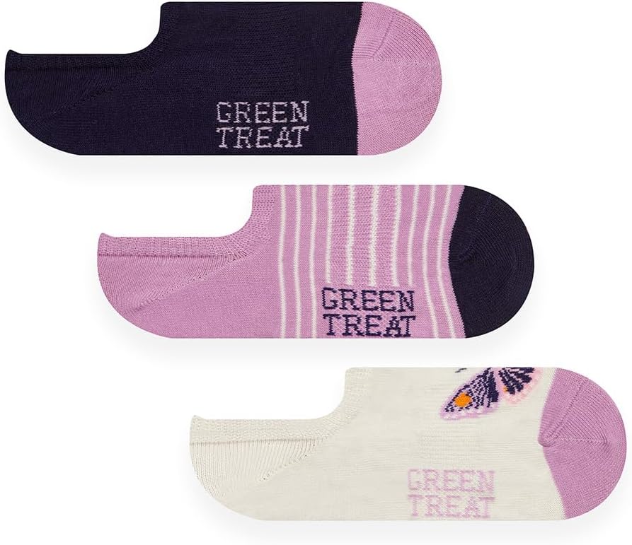 GREEN TREAT Girls GSHGT206 Pack Of 3 Organic Cotton Socks