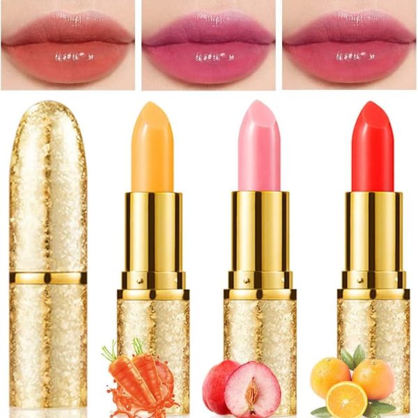 Azonee 3 Pcs Lip Gloss, Waterproof Color Changing Lipstick - Glossy Finish, Moisturizing, Long Lasting, Adjustable Color Depth, Daily Makeup Lip Care Tinting for Girls Day Use, Best Gift