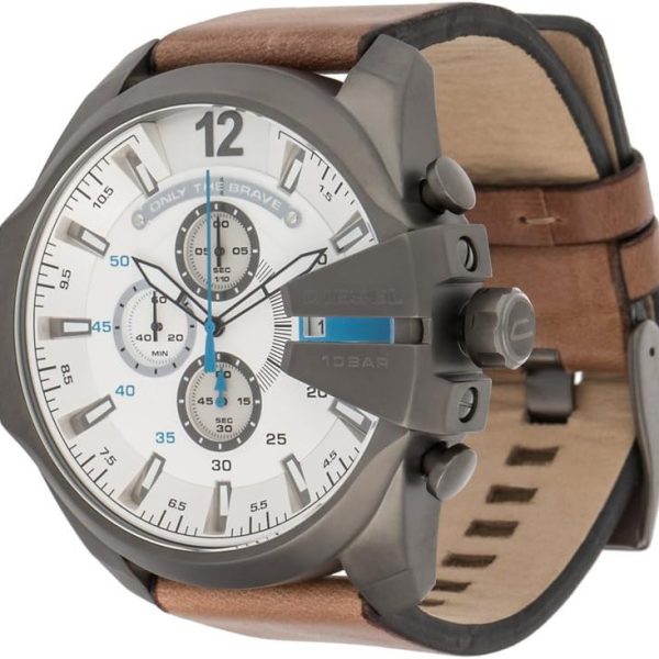Diesel Men's Mega Chief Chronograph, 59 mm Case Size, Stainless Steel Watch