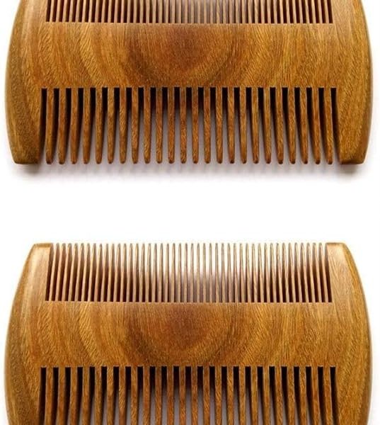 Tazweeq Sandalwood Comb Set, 2pcs Handmade Pocket Combs for Long and Short Beards, Mustaches