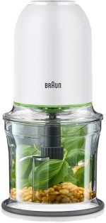 Braun Chopper, 2 in 1, 500W, 0.5L Capacity, 2 Speeds, Ice Crusher, Dishwasher Safe, CH3011WH, White