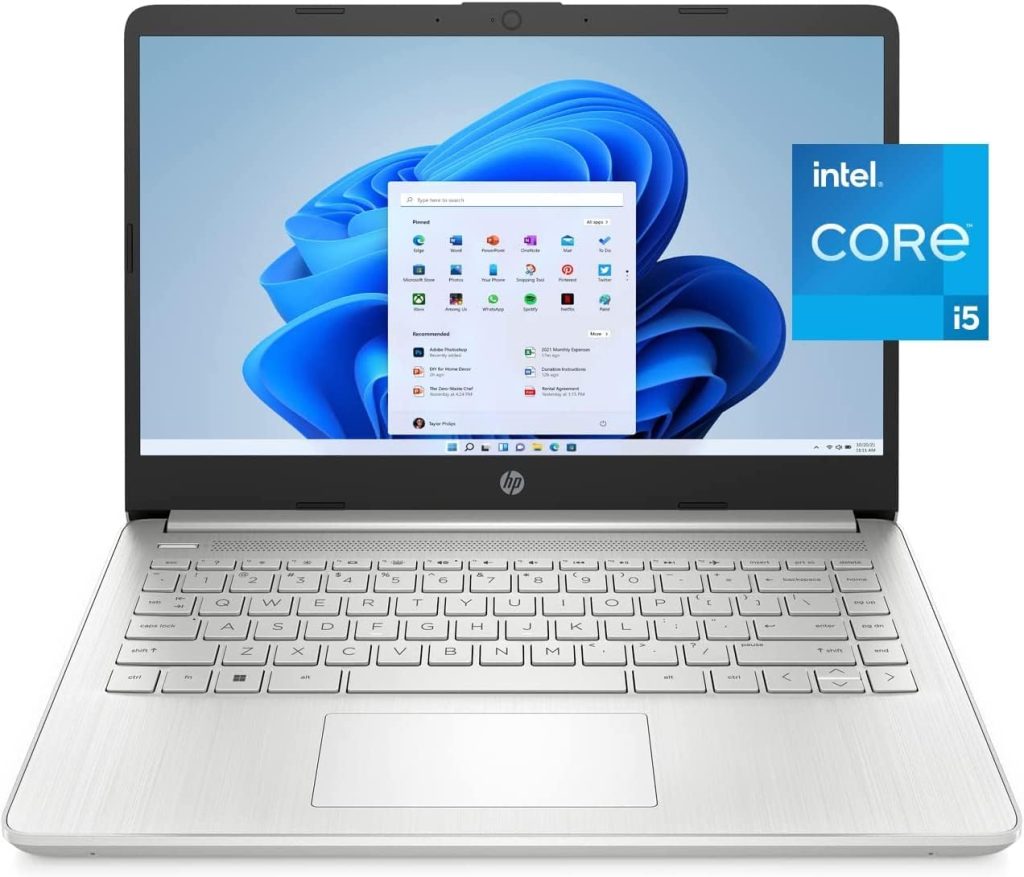 HP لابتوب اتش دي قطري 14، معالج انتل كور i5-1135G7، بطاقة رسومات انتل ايرس اكس ، 8GB DDR4، 256GB SSD، 802.11ac، بلوتوث 5، HDMI، ويندوز 11 هوم، فضي طبيعي مع ملحقات فالينور