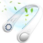 مروحة رقبة بدون شفرات مع تدفق هواء 360 درجة USB صغيرة محمولة استخدام اليدين - تبريد شخصية تعمل بالبطارية قابلة لاعادة الشحن مثالية للاطفال 1800 أمبير ساعة ابيض، 1800.0 مللي أمبير ساعة
