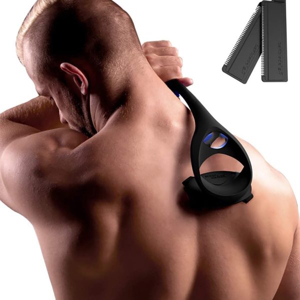 2.0 Back Shavers for Men, The DIY Back Hair Shaver for Men with Safety Blade Technology Handle, Wet & Dry Shaving, Body Groomer Men, No Prep Cream Required Shave Wet or Dry (Extra Blades Included)