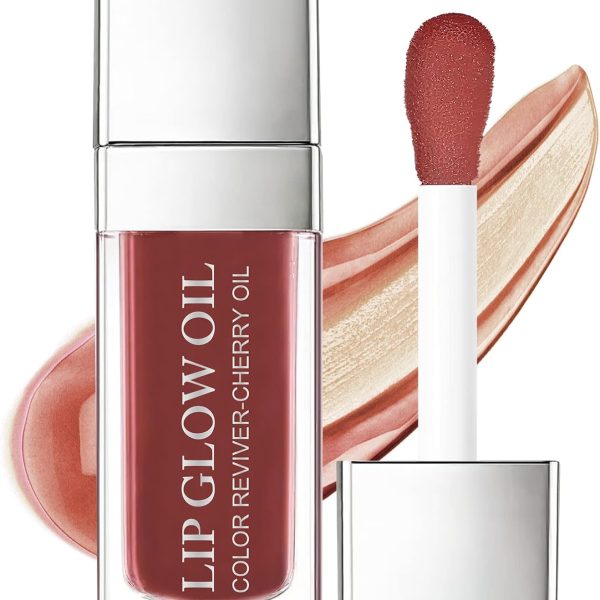 AOOWU Plumping Lip Oil Toned, Moisturizing Lip Oil Long Lasting Nourishing Lip, Hydrating Lip Gloss Tint Lipstick for Women, Glitter Shine Liquid Lipstick, Lip Glaze Makeup Cosmetic