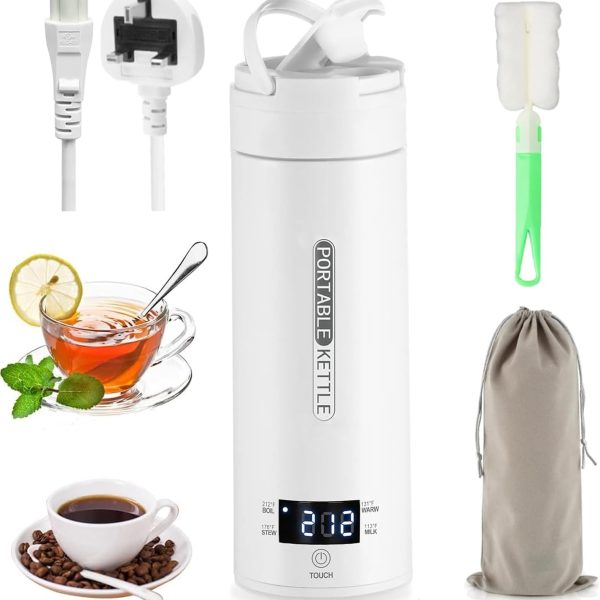 Travel Electric Kettle, Yakiter 500ML Water Boiler Tea Kettle with 4 Variable Presets, 316 Stainless Steel, Auto Shut Off & Boil Dry Protection, for Office, Home, Travel غلاية ماء كهربائية