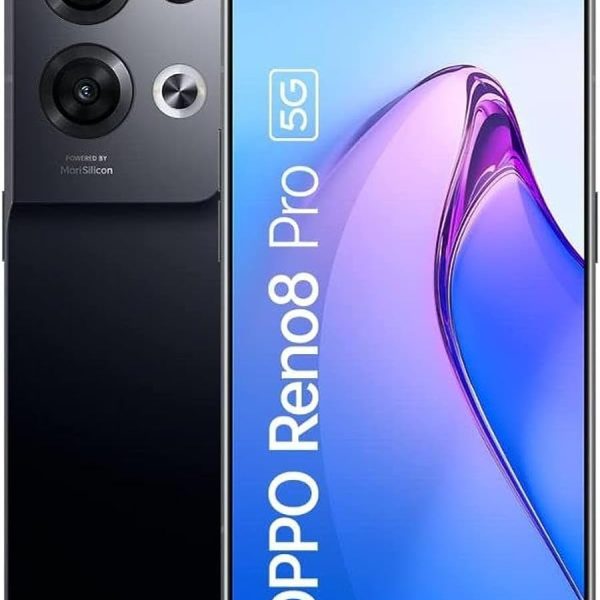 OPPO Reno8 Pro Smartphone,MediaTek Dimensity 8100-MAX 5G,6.7“ 120Hz AMOLED screen,50MP+8MP+2MP rear camera,32MP front camera,RAM 8GB + ROM 256GB,4500mAh 80W Supervooc,Glazed Black,Standard,CPH2357