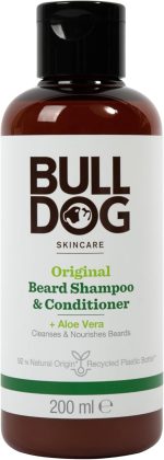 Bull Dog Original 2 in 1 Beard Shampoo & Conditioner For Men, Contains Aloe Vera, Camelina Oil,Green Tea, Deep Cleansing, leaves beard soft, fresh, nourished,Everyday Use, 200ML - Gifting Essentials
