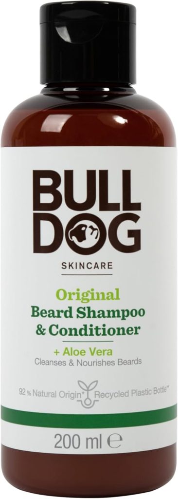 Bull Dog Original 2 in 1 Beard Shampoo & Conditioner For Men, Contains Aloe Vera, Camelina Oil,Green Tea, Deep Cleansing, leaves beard soft, fresh, nourished,Everyday Use, 200ML - Gifting Essentials