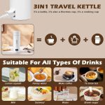 ⁦Travel Electric Kettle, Yakiter 500ML Water Boiler Tea Kettle with 4 Variable Presets, 316 Stainless Steel, Auto Shut Off & Boil Dry Protection, for Office, Home, Travel غلاية ماء كهربائية⁩ - الصورة ⁦2⁩