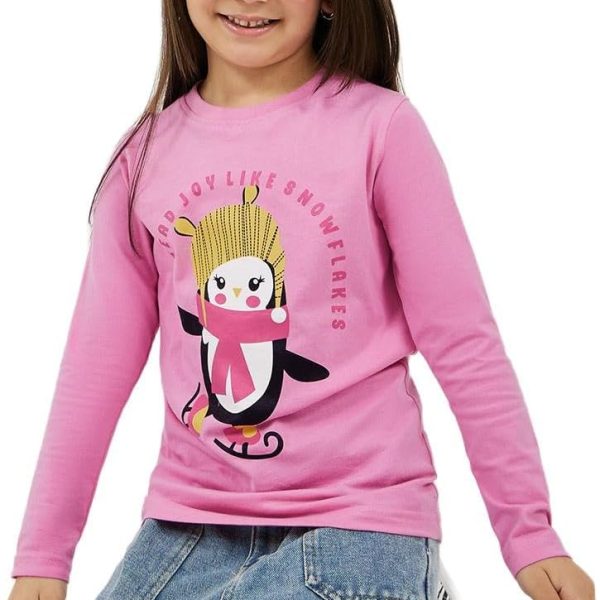 Styli Girls Graphic Print Long Sleeve Round Neck T-Shirt
