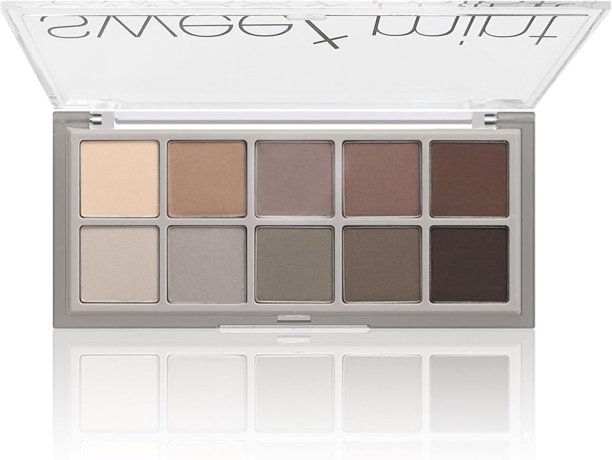 Go Ho 10 Colors Eyeshadow Palette,All Matte Eyeshadow Palette for Older Women,Highly Pigmented Blendable Shades,Neutral Eye Shadow Palette Makeup,Waterproof Cool-tone Grey Brown Eyeshadow,04