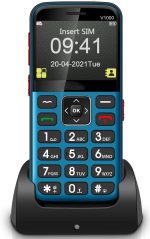 QIeCny Big Button Elderly Mobile Phone, Unlocked Cell Phone for Seniors/Kids, Dedicated Charging Stand, SOS Button/1800Mah Battery/Flashlight, with Camera, Easy to Use,Blue
