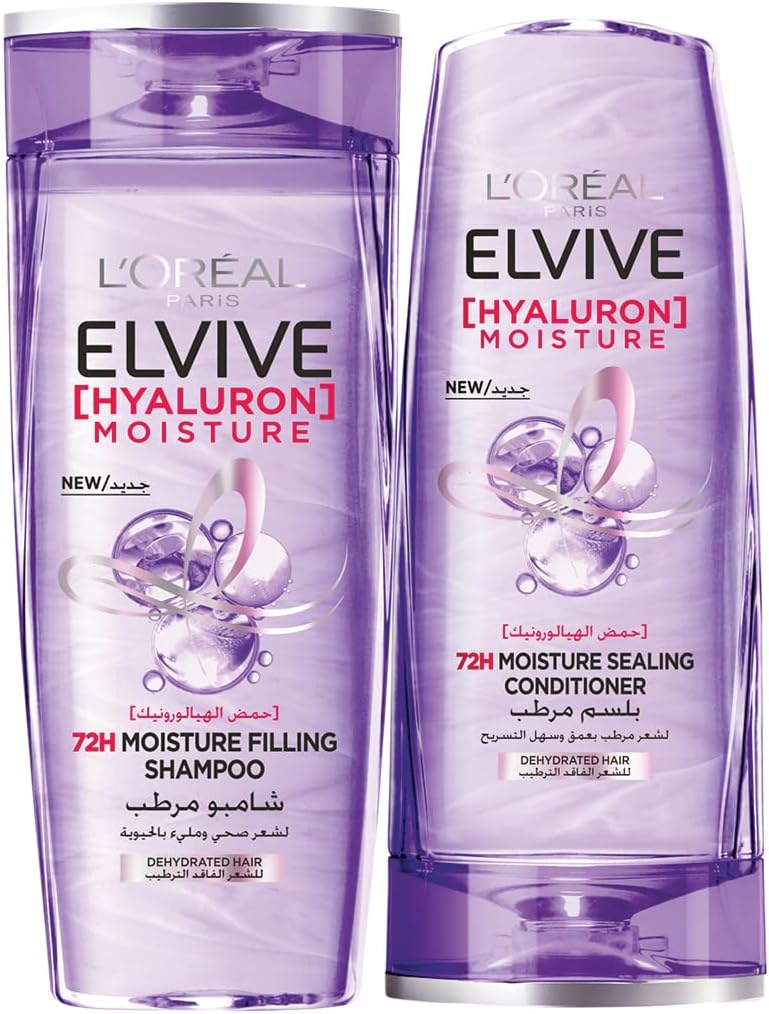 L’Oréal Paris Elvive Hyaluron Moisture Shampoo For 400ML+ Conditioner 360ML For Frizzy & Dehydrated Hair