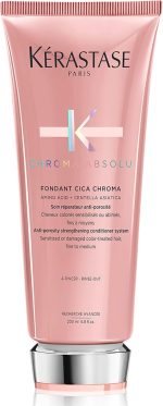 Kérastase Chroma Absolu, Strengthening & Fortifying Conditioner, For Sensitised or Damaged Color-Treated Hair, Fine To Medium, Anti-Porosity, with Lactic Acid, Fondant Cica Chroma, 200ml