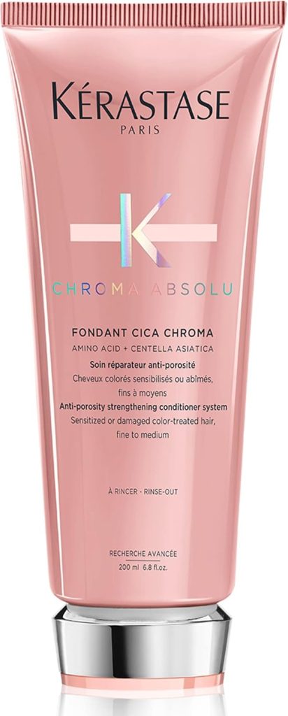 Kérastase Chroma Absolu, Strengthening & Fortifying Conditioner, For Sensitised or Damaged Color-Treated Hair, Fine To Medium, Anti-Porosity, with Lactic Acid, Fondant Cica Chroma, 200ml