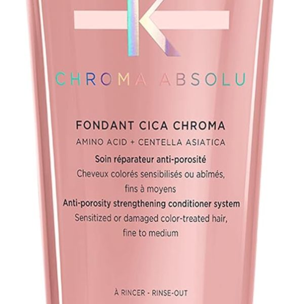 Kérastase Chroma Absolu, Strengthening & Fortifying Conditioner, For Sensitised or Damaged Color-Treated Hair, Fine To Medium, Anti-Porosity, with Lactic Acid, Fondant Cica Chroma, 200ml