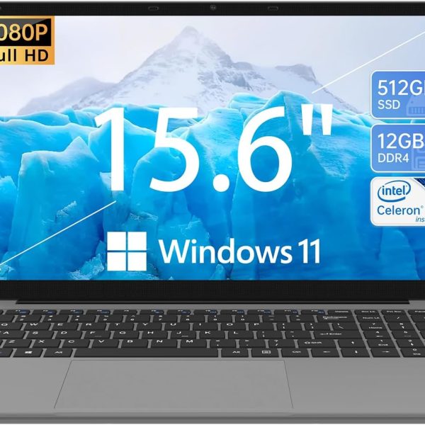 لابتوب ابولو ساين 15.6 انش، ويندوز 11 مع RAM 12GB وSSD 512GB، شاشة FHD IPS 1920x1200، معالج سيليرون N5095 رباعي النواة (حتى 2.8GHz)، واي فاي 2.4G+5G، زاوية مفتوحة 178 درجة