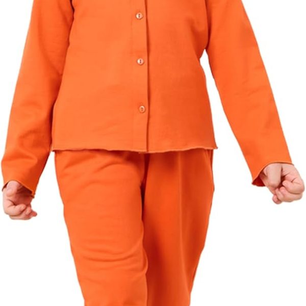 Styli Girls Solid Collared Button Down Shirt & Pyjama Set