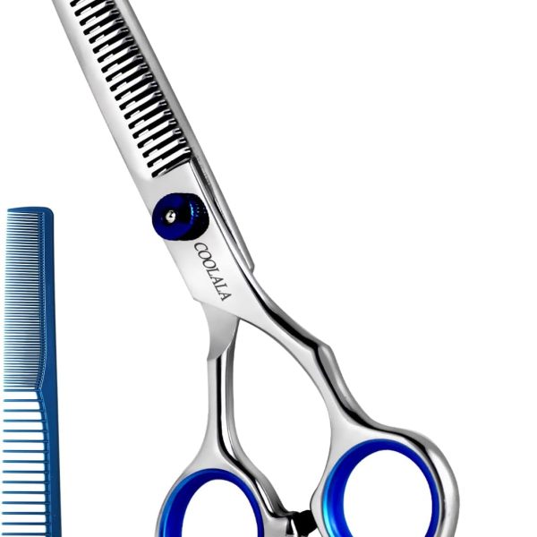 COOLALA Stainless Steel Hair Cutting Scissors Thinning Shears 6.5 Inch Professional Salon Barber Haircut Scissors Family Use for Man Woman Adults Kids