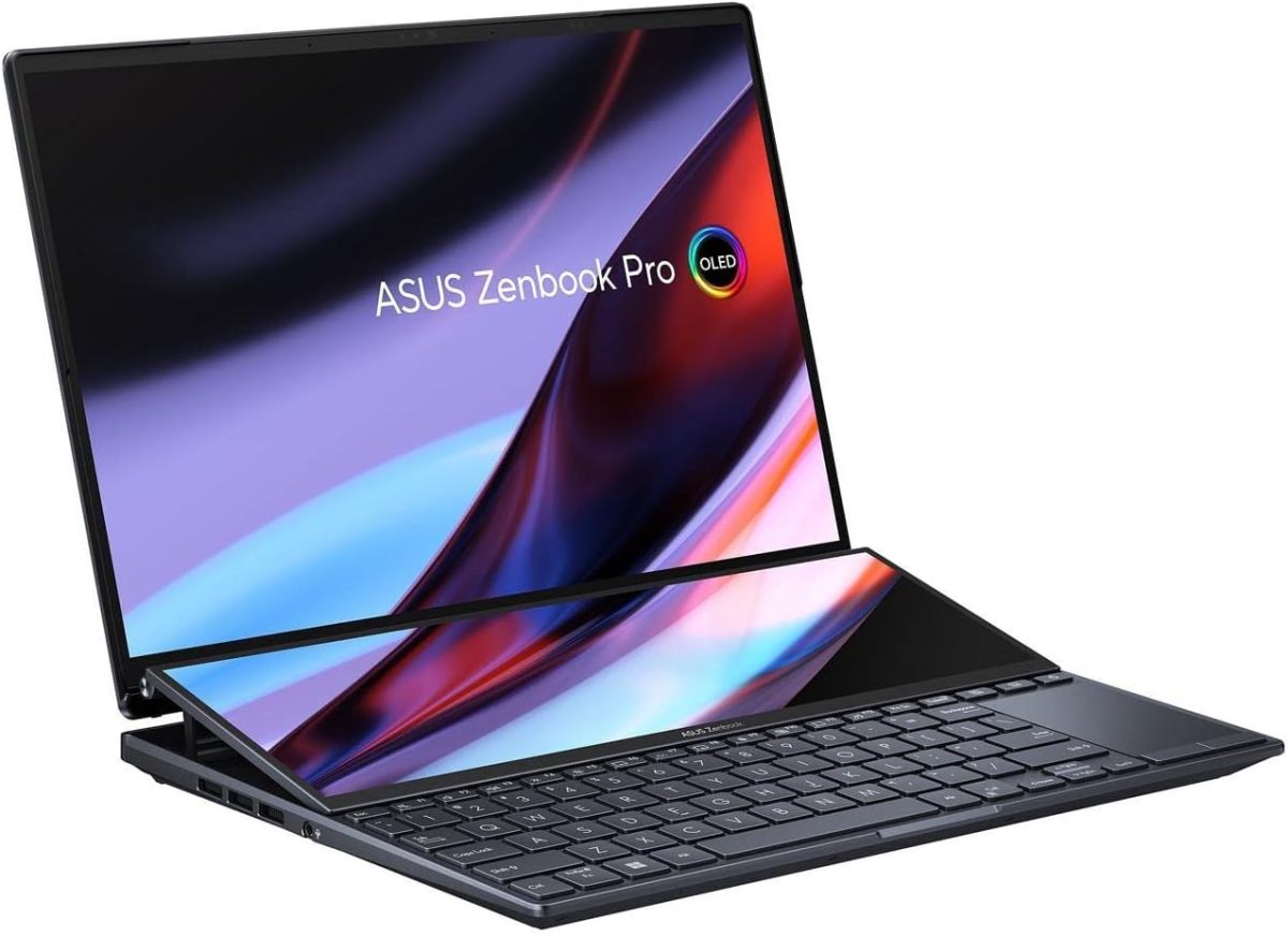 اسس زين بوك برو 14 ديو شاشة لمس OLED 14.5 انش 2.8K معدل تحديث 120Hz سكرين باد بلس، وحدة معالجة مركزية انتل i9-12900H، RTX 3050Ti، ذاكرة RAM 32GB، SSD 1TB، ويندوز 11 هوم، اسود تيك، UX8402ZE-DB96T