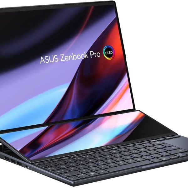 اسس زين بوك برو 14 ديو شاشة لمس OLED 14.5 انش 2.8K معدل تحديث 120Hz سكرين باد بلس، وحدة معالجة مركزية انتل i9-12900H، RTX 3050Ti، ذاكرة RAM 32GB، SSD 1TB، ويندوز 11 هوم، اسود تيك، UX8402ZE-DB96T