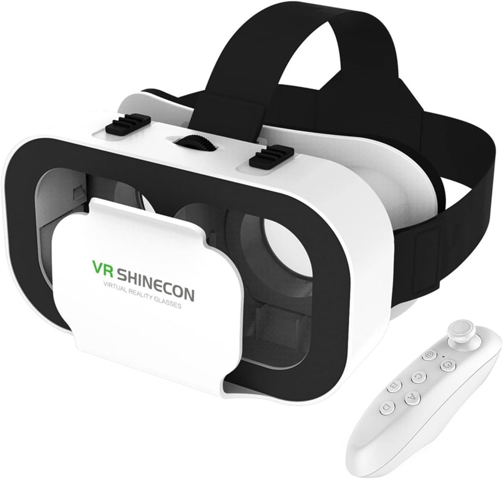 3D Virtual Reality Headset with Bluetooth Remote Control, Fully Compatible with 4.7-6.5 Inch iPhone and Android Smartphones, Ideal for Immersive Gaming and Movies, Perfect Gift for Kids and Adults