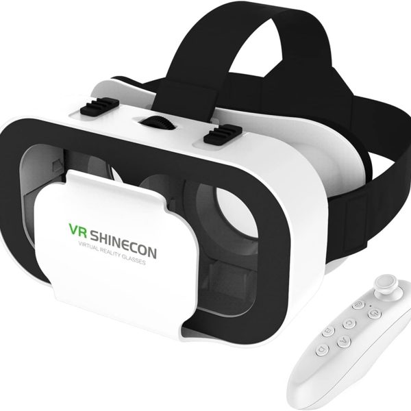 3D Virtual Reality Headset with Bluetooth Remote Control, Fully Compatible with 4.7-6.5 Inch iPhone and Android Smartphones, Ideal for Immersive Gaming and Movies, Perfect Gift for Kids and Adults