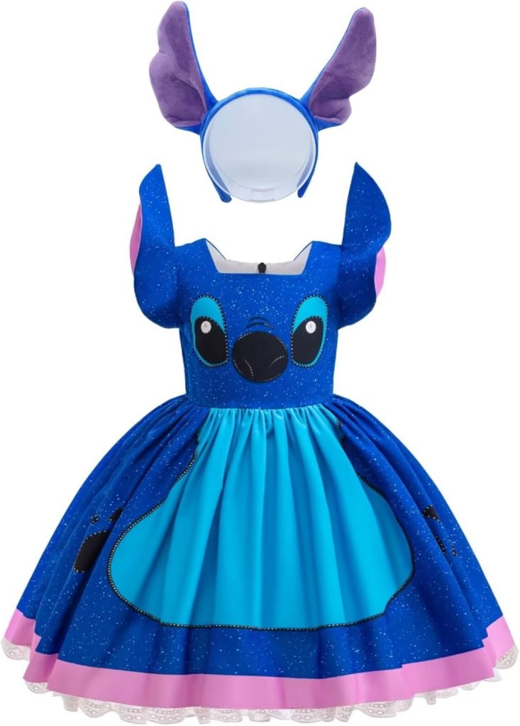 Sztylong Girls Cartoon Blue Dress