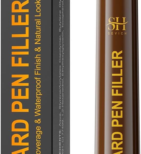 Sevich Beard Pen Filler for Men,Instant Beard Dye for Men,48h Waterproof & Sweatproof, 4-Prong Tip for Seamless Application, Enhances All Beard Types with Fuller, Dark Brown