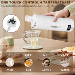 ⁦Travel Electric Kettle, Yakiter 500ML Water Boiler Tea Kettle with 4 Variable Presets, 316 Stainless Steel, Auto Shut Off & Boil Dry Protection, for Office, Home, Travel غلاية ماء كهربائية⁩ - الصورة ⁦3⁩
